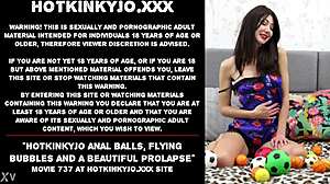 hotkinkyjo's extreme anal balls insertion bubbles out with beautiful prolapse tits bouncing