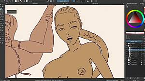 EBONY BIG TITTIES OILED UP WITH DILDO TOYS ON ASS PUSSY