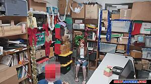 burglar teen, wanna redeem with old man's cock in shop?