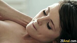 brunette babe takes small tits anal fuck with cumshot finish