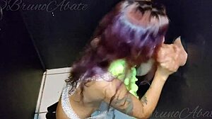 Argentinian Blonde Sucks Cock Through Gloryhole Swallows Every Drop