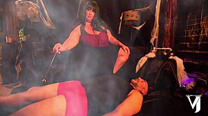 WITCHY BBW HALLOWEEN SISTER SPREADS FOR BROTHER'S HUGE COCK CREAMPIE!