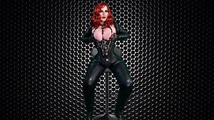 granny carmen sucks metal cock with gloved deepthroat close up