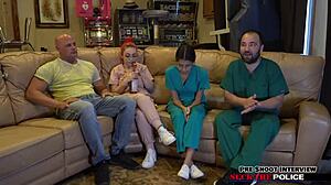 DIRTY DOCTOR LENNA LUX BUSTED CHOKING ON PATIENT'S COCK