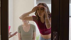 petite ebony babe teaches tall brunette neighbors pussy licking threesome