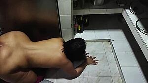 Young stud rims Colombian milf's ass bent over doggystyle homemade