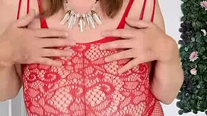 Busty Granny Mariaold Spreads Legs, Close-Up Hairy Pussy In Lingerie Stockings