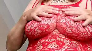 Busty Granny Mariaold Spreads Legs, Close-Up Hairy Pussy In Lingerie Stockings