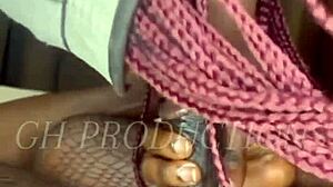 real african couple massages bodies in steamy foreplay