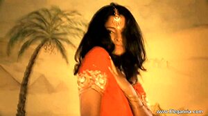Asian milf brunette sways hips in seductive indian erotic dance
