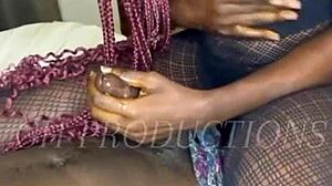 real african couple massages bodies in steamy foreplay