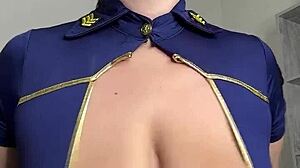 gorgeous babe with huge naturals teases in vip salon 💋