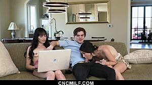 IT Guy Freesuses Stepsisters Big Ass Tits Cowgirl Doggystyle While Fixing Laptop Dirty Twist