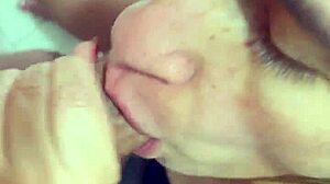 Milf sucks cock begging for throat creampie milk