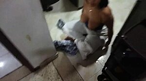 Young stud rims Colombian milf's ass bent over doggystyle homemade