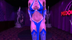 kitana sucks cock deep then rides in purple dream club vr game