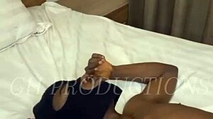 real african couple massages bodies in steamy foreplay
