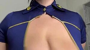 gorgeous babe with huge naturals teases in vip salon 💋