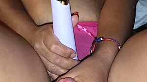latina milf couple plays in bedroom ending with cum on her juicy ass