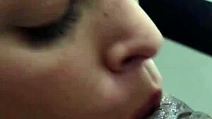 i grab the curvy brazilian babe's big tits and fuck her rough against the bathroom wall