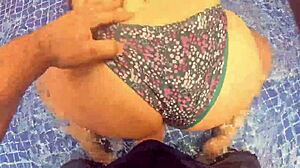 caught this huge ass stranger by pool and fucked her wet pussy hard