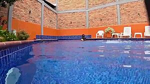 caught this huge ass stranger by pool and fucked her wet pussy hard