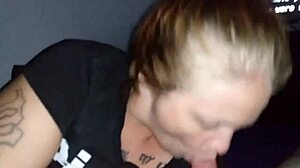 my girlfriend kneels puffing smoke while slurping my throbbing cock like a pro