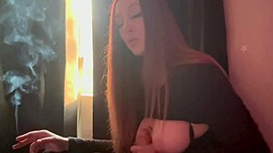 Artemisia Love Milf Smokes Cigarette Dildo Fucks Big Tits