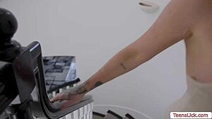 sexy young lesbians lick shaved pussies and big tits in hot oral sex tape