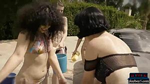 playboy babes big ass milf bikinis wash mercedes amg gt outdoor hot