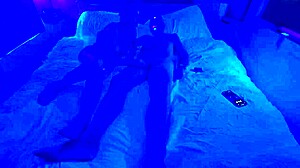 whoa our ultraviolet light experiment turns into a hot cougar handjob!