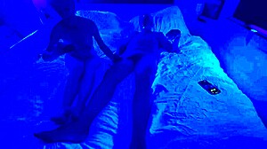 whoa our ultraviolet light experiment turns into a hot cougar handjob!