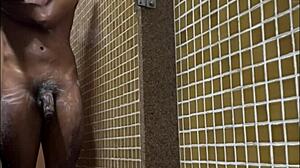 i spied brazilian stud's huge cock in gym shower