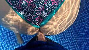 caught this huge ass stranger by pool and fucked her wet pussy hard