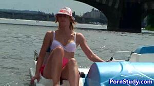 Eurobabe's Wild Public Ride: Naked Fetish on Waterbike Thrills?