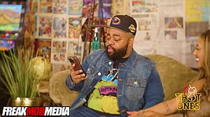 Tattooed Ebony Kona Jade Fucked Mid-Podcast by BBC