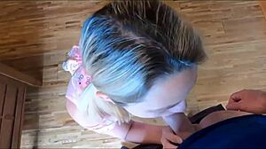 sweet 18+ teen blows stepdad deep on her birthday