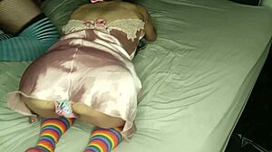 Crossdresser rams his swollen cock into sexy mature's tight ass