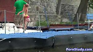 Eurobabe's Wild Public Ride: Naked Fetish on Waterbike Thrills?