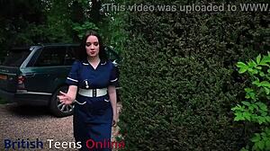 😏 british nurse oils up patient's cock for steamy handjob session 💦