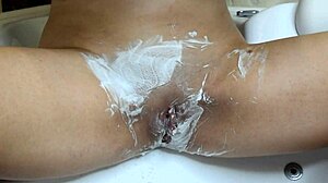 Shaving Hairy Tight Pussy Close-Up Trimmer Razor