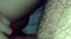 Wife Pulls Panties Aside Opens Pussy for Creampie Stud