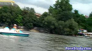 Eurobabe's Wild Public Ride: Naked Fetish on Waterbike Thrills?