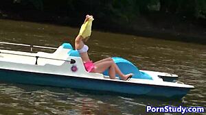 Eurobabe's Wild Public Ride: Naked Fetish on Waterbike Thrills?