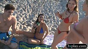 Girls Paint Bikinis on Bare Skin for Beach Cash Tease