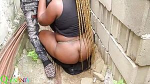 wet ebony ass bent over for rough outdoor friend boyfriend pounding