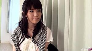 Petite Japanese Teen's Heart Pounds in First Uncensored JAV Creampie 3some!