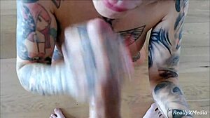 sexy tattoo model gags on monster cock pov deepthroat sloppy