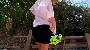 sexy blonde fingers natural tits pussy to orgasm publicly