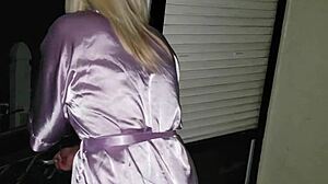 hey, who pees in heels outdoors like this blonde milf?